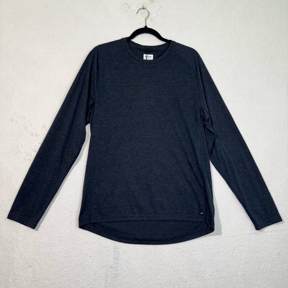 Prana Sol Shade Long-Sleeve Sun Shield Hiking Shirt Charcoal Gray Size Medium